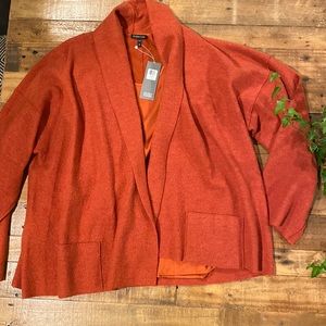 Eileen Fisher set: wool sweater jacket and silk tank